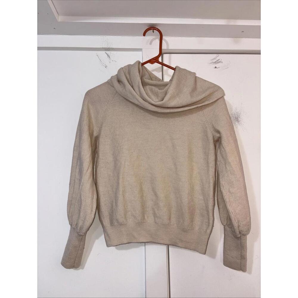 Anthropologie Turtleneck Sweater Merino Wool Beige, XS Excellent